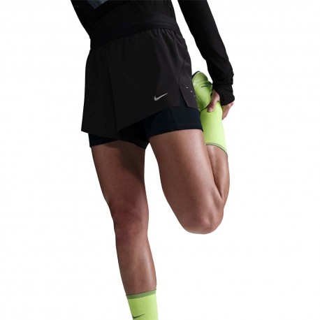 Nike Pantaloncini Running 2In1 Swift Nero Reflective Argento Donna