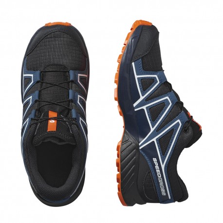 Salomon Speedcross Waterproof Navy Blu Dark Rosso - Scarpe Trail Running Bambino