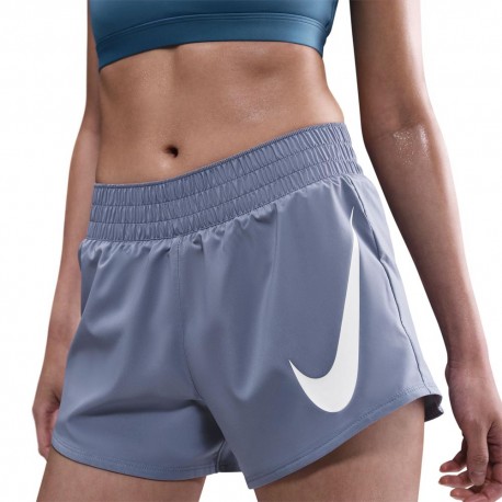 Nike One Swoosh Pantaloncini Running 3" Hbr World Indigo Argento Donna