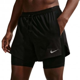 Nike Pantaloncini Running Stride 5" Hybrid 2In1 Nero Bianco Uomo